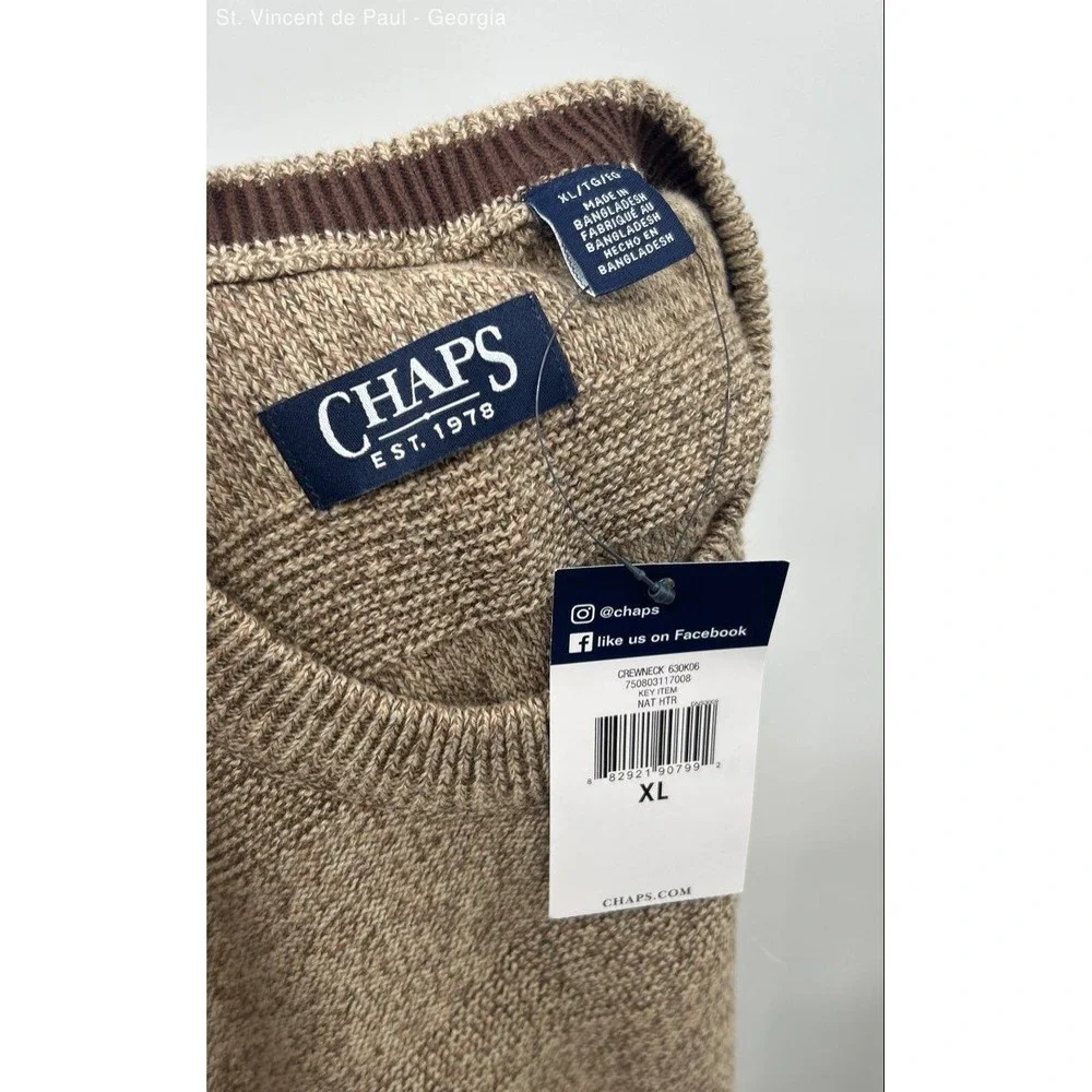Chaps Tight Knit Sweater Men's Size XL Brown NWT Preppy Casual